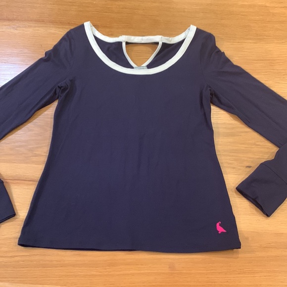 THOMAS KELLY ~Size L~Classic Navy & White Trim Stretch Top ~ - Picture 2 of 14